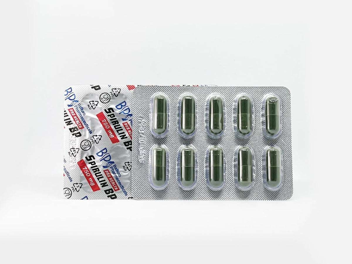 BP PRO HEALTH Spirulina BP kapsül başına 750 mg - Spirulina platensis, en az %60 protein oranında standardize edilmiştir - 120 kapsül