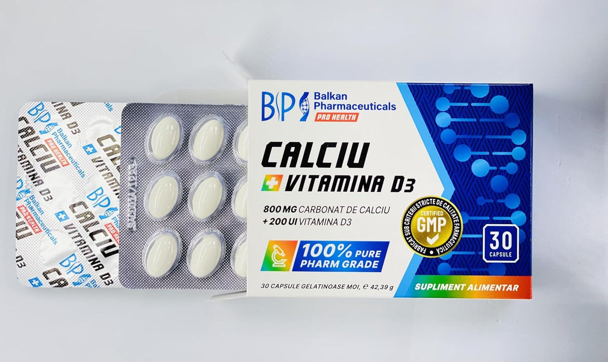 BP PRO HEALTH Calciu + Vitamina D3 - 320 mg Calciu + 5 µg (200 U.I.) Vitamina D3 - 30 capsule moi