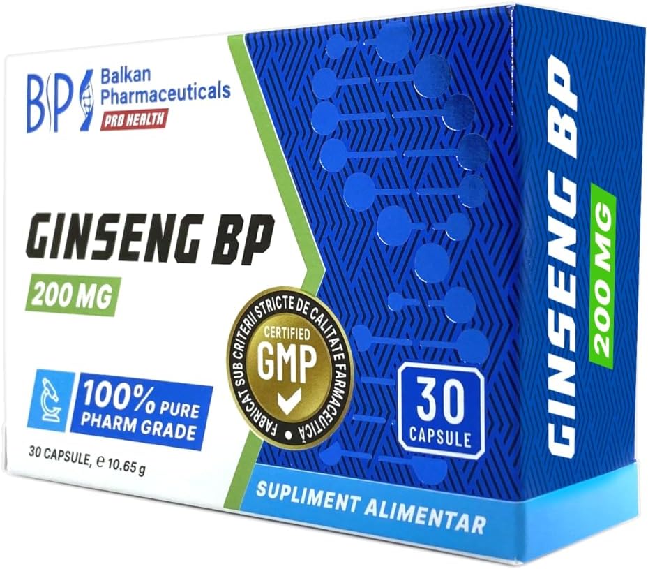 BP PRO HEALTH Ginseng BP 200 mg - Panax ginseng root extract with 20 mg ginsenosides - 30 capsules