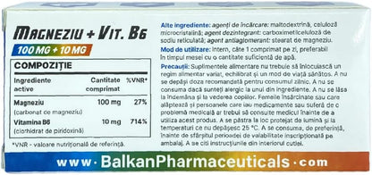 BP PRO HEALTH Magnesium Chelate + Vitamin B6 - 100 mg Magnesium Bisglycinate + 10 mg B6 - 30 Film-Coated Tablets