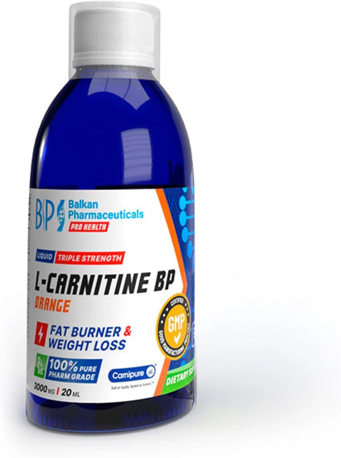 BP PRO HEALTH L-Carnitine Liquid Orange - 3000 mg Carnipure® per daily serving - 500 ml