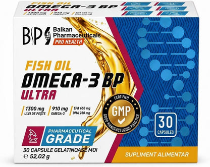 BP PRO HEALTH Omega-3 Ultra - Fish Oil 1300 mg with 910 mg EPA + DHA - 30 Softgel Capsules
