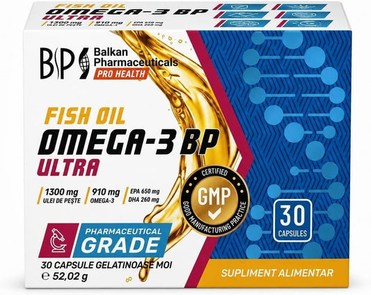 BP PRO HEALTH Omega-3 Ultra - 910 mg EPA + DHA içeren 1300 mg balık yağı - 30 yumuşak jel kapsül