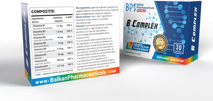 BP PRO HEALTH Vitamin B-Complex - 8 B-vitamins, 100% NRV each per capsule - 30 capsules