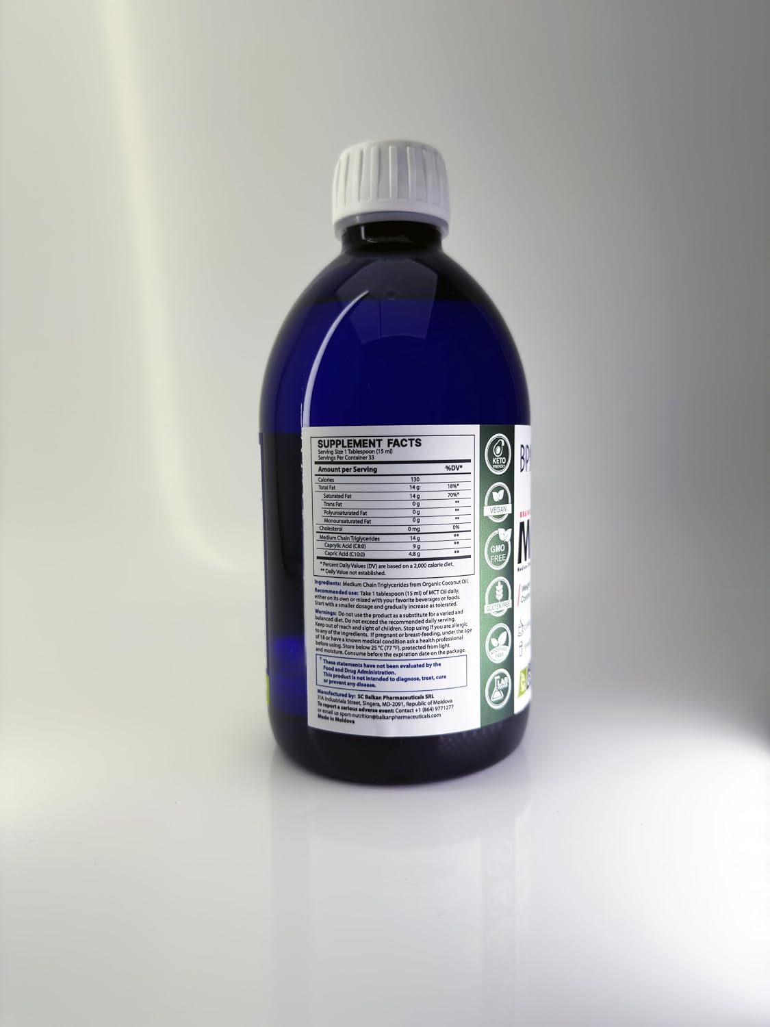 BP PRO HEALTH MCT Oil from Coconut Oil - 14 g MCT per serving - 500 ml