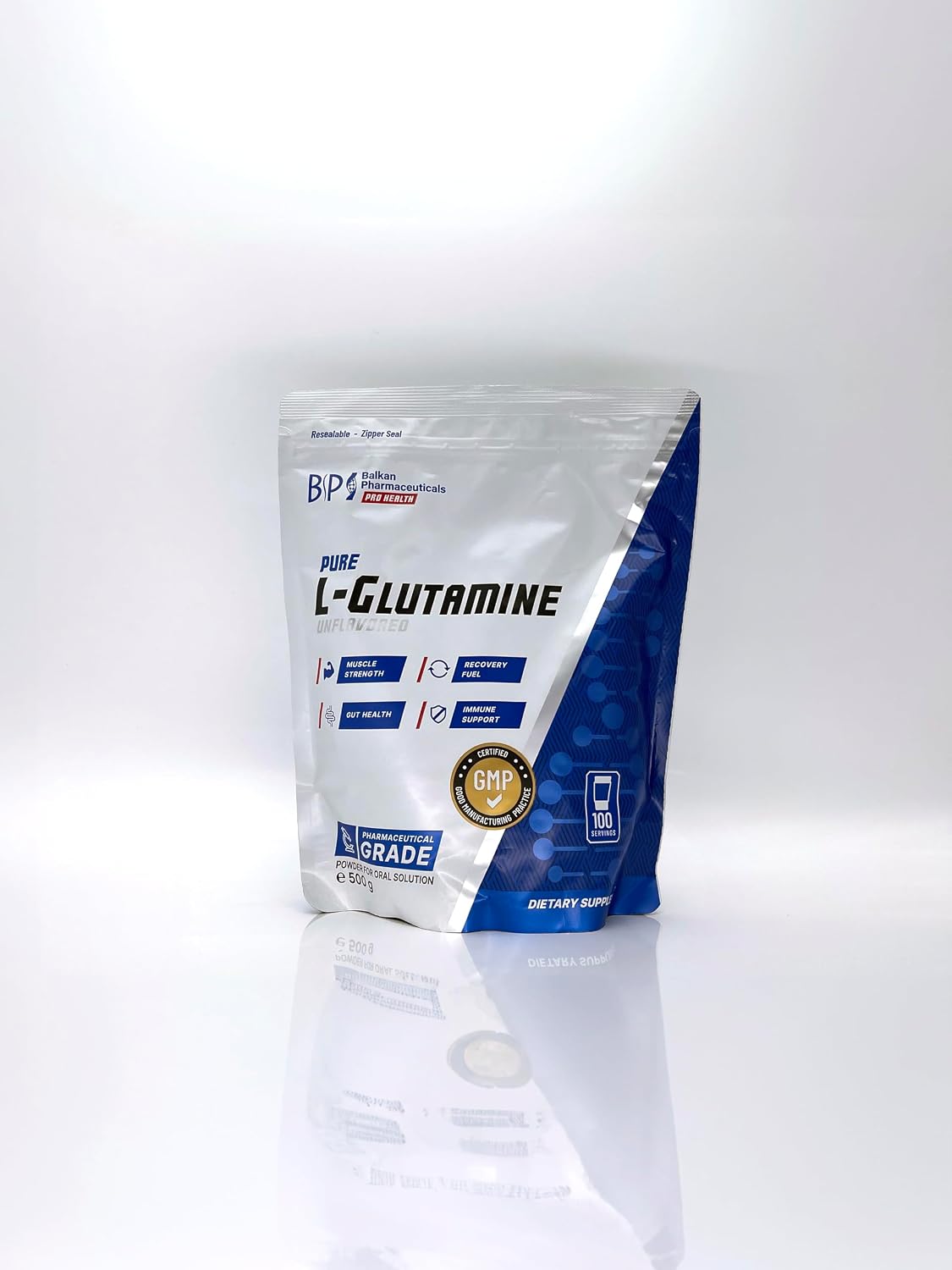 BP PRO HEALTH Pure L-Glutamine neutral flavor - 5 g per serving - 500 g powder