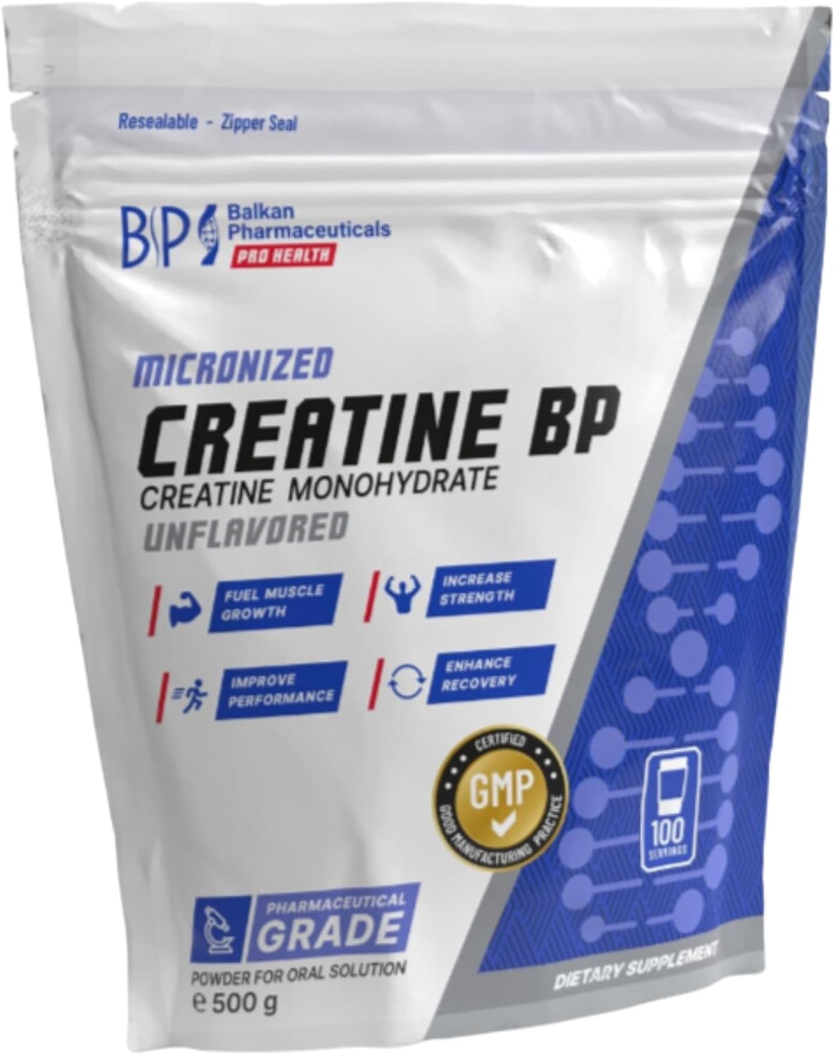 BP PRO HEALTH Micronized Creatine unflavored - 100 servings of 5 g - 500 g powder