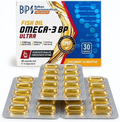 BP PRO HEALTH Omega-3 Ultra - Fish Oil 1300 mg with 910 mg EPA + DHA - 30 Softgel Capsules
