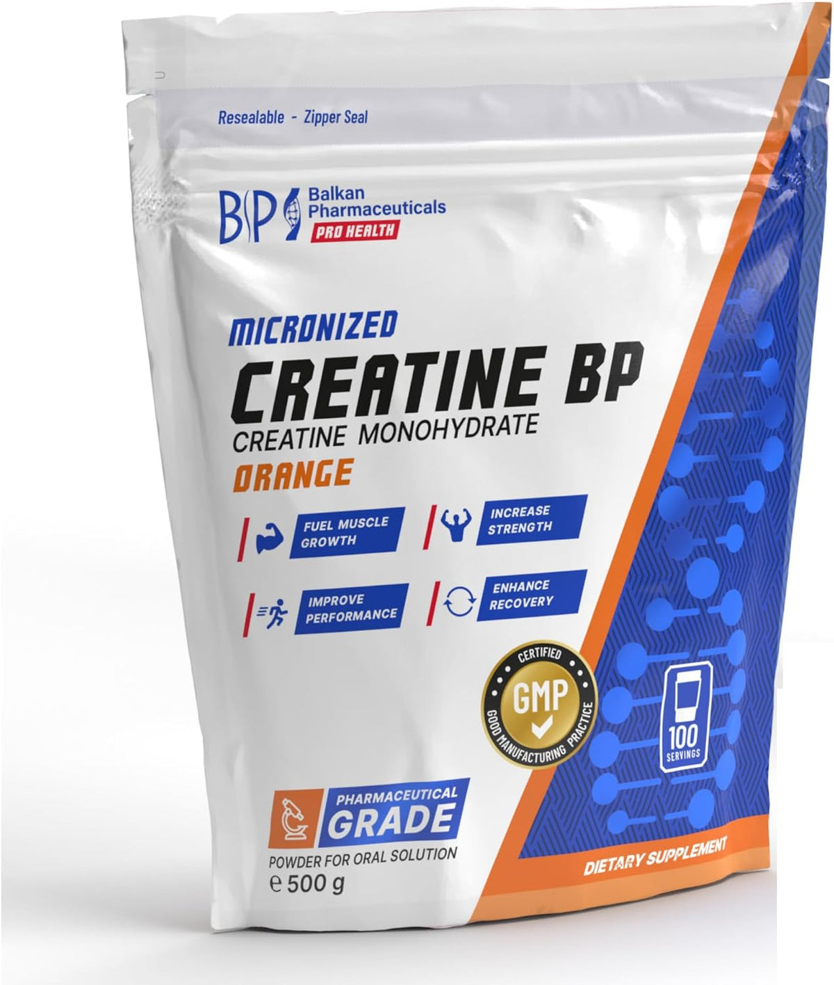 BP PRO HEALTH Micronized Creatine Orange - 100 servings of 5.1 g - 510 g powder