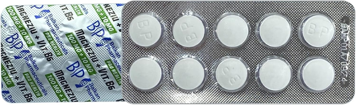 BP PRO HEALTH Magnesium Chelate + Vitamin B6 - 100 mg Magnesium Bisglycinate + 10 mg B6 - 30 Film-Coated Tablets