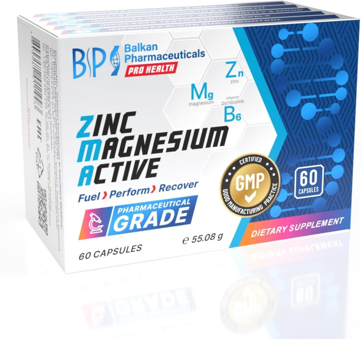 BP PRO HEALTH Zinc Magnesium Active - 375 mg Magnesium, 10 mg Zinc, Vitamin B6 - 60 capsules