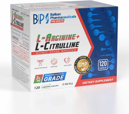 BP PRO HEALTH L-Arjinin + L-Sitrulin - günlük porsiyon başına 1000 mg - 120 kapsül