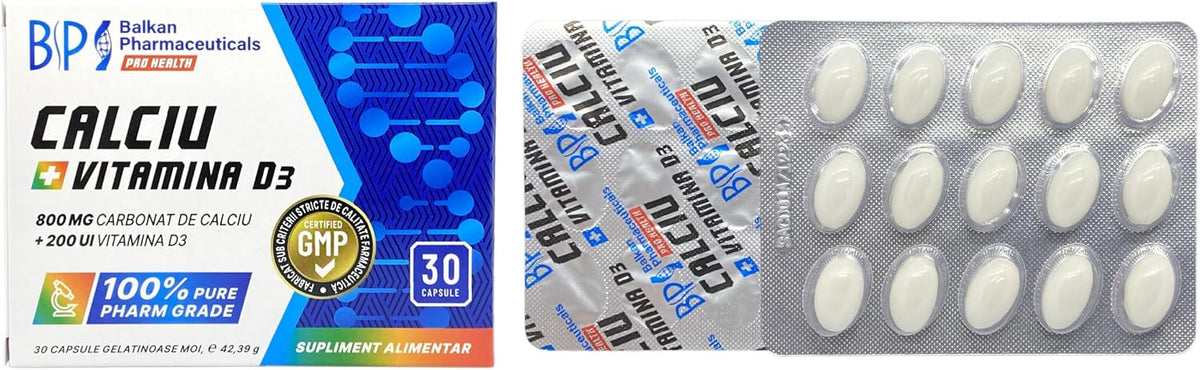 BP PRO HEALTH Calciu + Vitamina D3 - 320 mg Calciu + 5 µg (200 U.I.) Vitamina D3 - 30 capsule moi